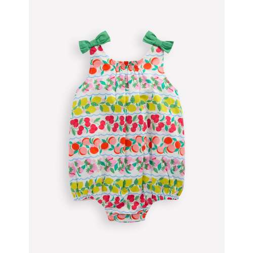 Girls Bubble Romper-Multi Fruit Stripe