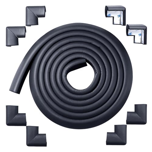 Arinbeb Foam Corner Protector for The Fireplace Hearths Edge and Corner Guard, with Retardant Materials Foam Safety Bumpers Baby Proofing (Black)