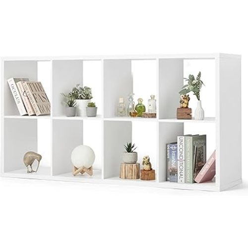 CAPHAUS Sturdy Room 13-Inch Cube Storage Organizer Shelf, with Extra Thick Exterior Edge, Open Storage Shelf Divider, Bookcase, 6-Cube / 8-Cube / 9-Cube, Colors Available in Rustic Grey Oak and White