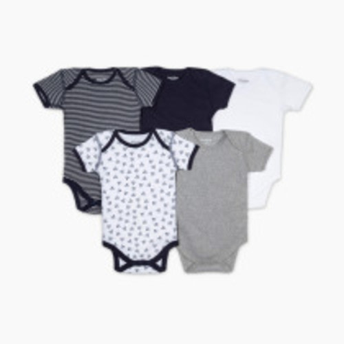 Burt's Bees Baby Organic Short Sleeve Bodysuit (5 Pack) - Blueberry, 3-6 Months