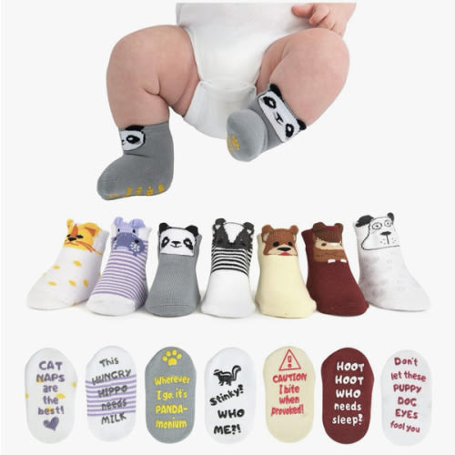 ZIRI & ZANE Baby Sock Gift Set - 7 Unique Pairs, Cute & Funny Unisex Newborn Gifts for Baby Showers & Registries