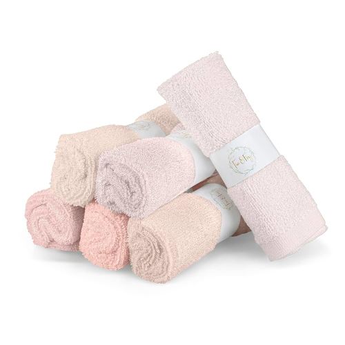 Tia & Fey Face Cloth Soft Wash Cloths for Face Set of 6 Face Towel Gentle on Sensitive Skin Women Makeup Remover Reusable Washcloths 10 x 10 (Pink Shades)