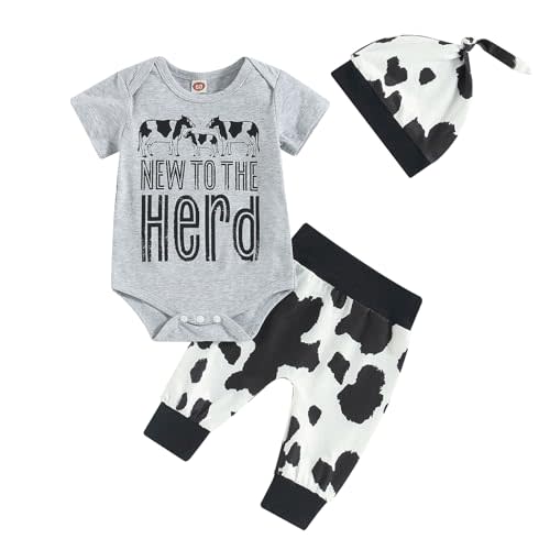 Baby Layette Set Infant Boy Farm Animals Bodysuit Clothes Letter Romper+Pants Newborn Coming Home Outfit with Hat