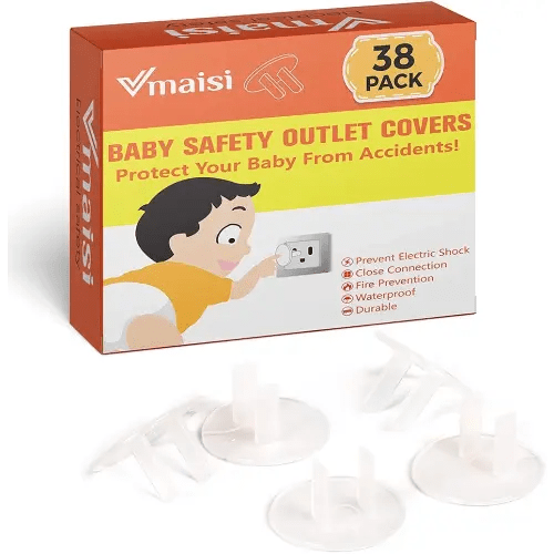38 Pieces Clear Outlet Covers Baby Proofing - Vmaisi Electrical Safety ChildProof Plug Protector - (Clear, 38 Pack)