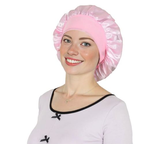 Anna-Kaci Satin Sleep Bonnet Elasticity Wide Band Silky Hair Protection for Curly and Natural Hair - Blue