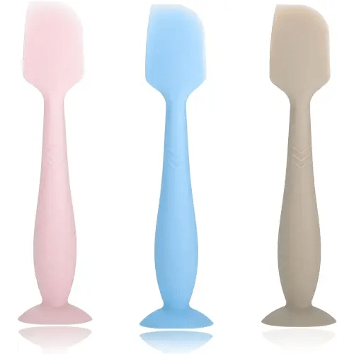 Seeway Baby Diaper Cream Spatula, 3 pack Baby Diaper Cream Spatula Applicator, Silicone Baby Butt Paste Spatula for Newborn Babies (pink, blue, brown)