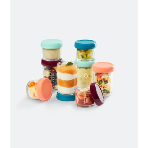 Glass Babybols Food Storage Container Set - 4 x 4oz + 4 x 8oz