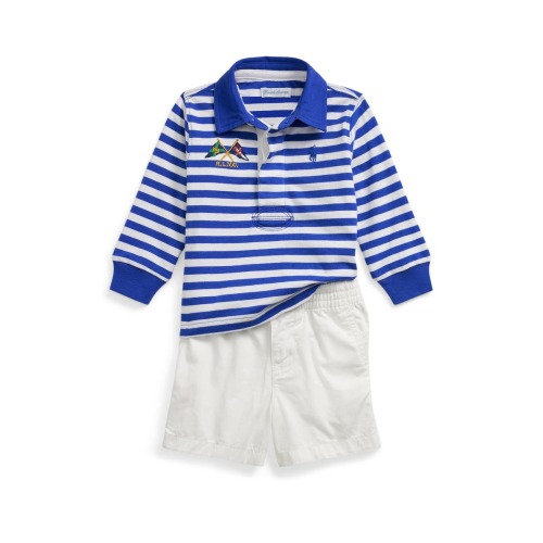 Stripe Long Sleeve Cotton Rugby Shirt & Shorts Set, 24M
- Only 1 left