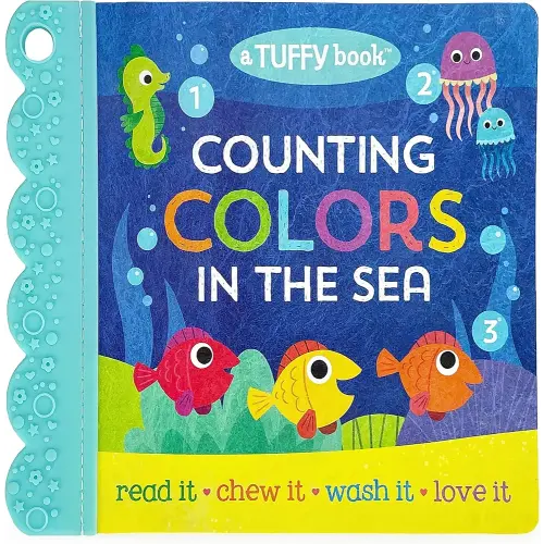 Tuffy 1, 2, 3 Colors in the Sea Book - Washable, Chewable, Unrippable Pages With Hole For Stroller Or Toy Ring, Teether Tough (Tuffy Book)