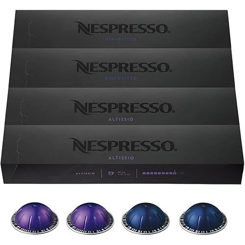 Nespresso Capsules Vertuo, Espresso Bold Variety Pack, Medium and Dark Roast Espresso Coffee, 40-Count Espresso Pods, Brews 1.35oz.