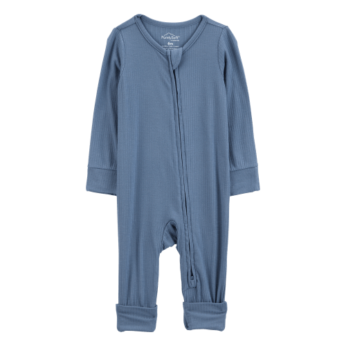 Baby Solid 2-Way Zip PurelySoft Convertible Foot Sleep & Play Pajamas - Navy - Carter's | Carter's