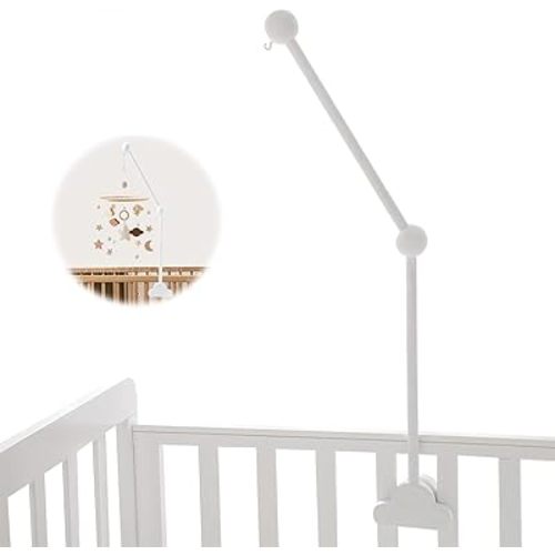 Wooden Baby Crib Mobile Arm, 27 inch Rotating Baby Mobile Hanger, Arm Mobile Arm for Crib, Mobile Holder for Crib, Baby Nursery Decor (White)