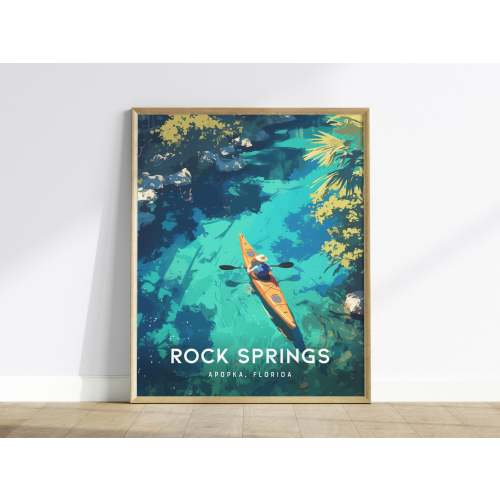 Kelly Park Rock Springs Run, Apopka, Florida - Orlando Wall Art Wekiwa River Poster Central FL Travel Print Home Decor Nature Kayaker Gift