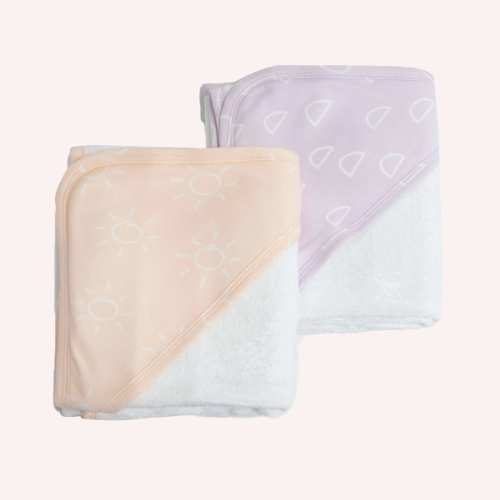 Nordic 2 Pack Hooded Towel - Peach Lilac