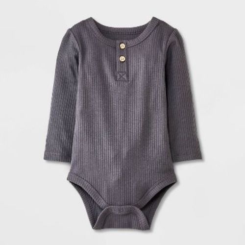 Baby Long Sleeve Henley Bodysuit - Cat & Jack™ Rust 6-9m