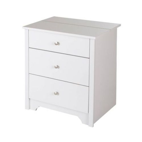 Vito Nightstand Charging Station Pure White - South Shore: Modern Design, Laminate Finish, Includes Anti-Tip Hardware