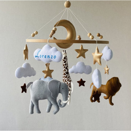 Felt safari mobile, baby mobile boy, africa nursery mobile, Baby mobile girl, safari animals, jungle mobile, baby shower gift, crib mobile.