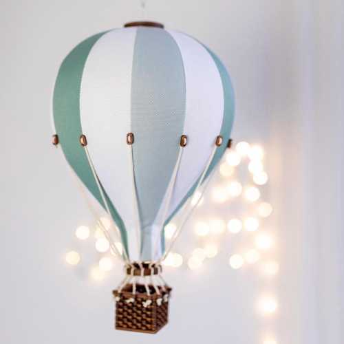 Personalized Green - Mint - White Hot Air Balloon with Custom Letter | Nursery Wall Decor | Baby Shower Gift | First Birthday | Christening
