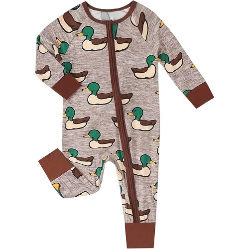 MOSSRIVER Bamboo Viscose Baby Long Sleeve Romper, Cute Pumpkin Prints Zipper Footless Jumpsuit, Toddler One-Piece Outfits