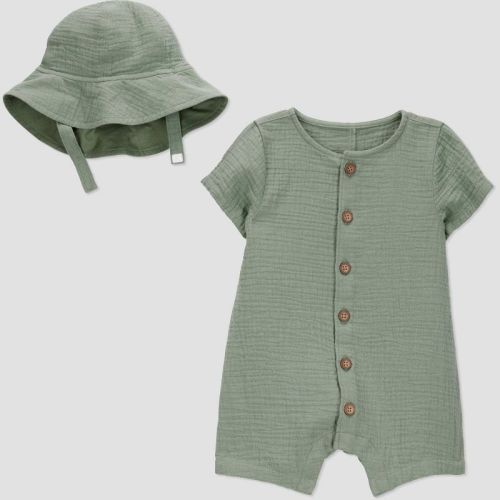 Carter's Just One You®️ Baby Boys' Gauze Romper With Hat - Green 24m