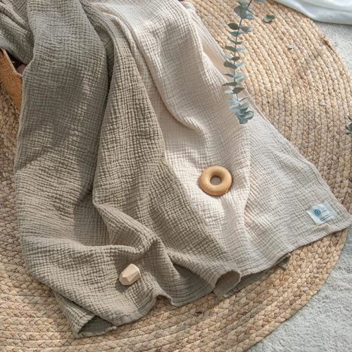 Muslin Swaddle Blanket Baby - Cotton Swaddling Blanket Soft Baby Receiving Blanket Neutral 2Pack(Olive) - L-olive - Solid