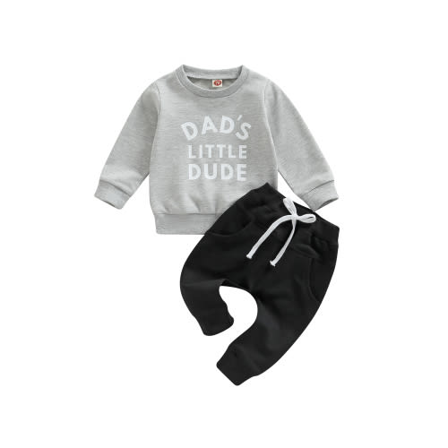 jaweiwi Toddler Baby Boy Fall Clothes Set Letter Print Long Sleeve Crew Neck Sweatshirts Tops Elastic Waist Long Pants 2Pcs Outfits,Size 0 6 12 18 24 M 3 Years