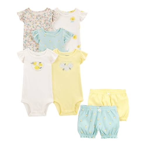 Baby 7-Piece Lemon Short-Sleeve Bodysuits & Shorts Set | Carter's