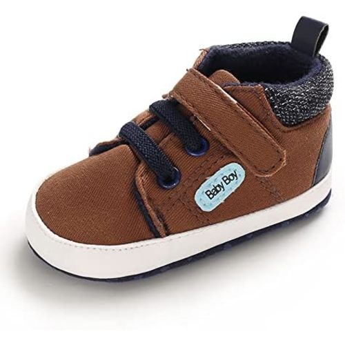 Sekantrol Baby Boys Girls First Walker Crib Newborn Shoes, Soft Rubber Sole Infant Sneakers Fashion High-Top Non-Slip Toddler Dress Moccasins Shoes