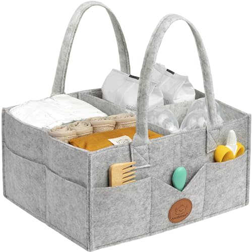 KeaBabies Diaper Caddy Organizer - Baby Organizer for Nursery, Car Storage Organizer, Baby Gift Basket, Changing Table Organizer, Portable Diaper Organizer Caddy for Girls, Boys (Classic Gray)