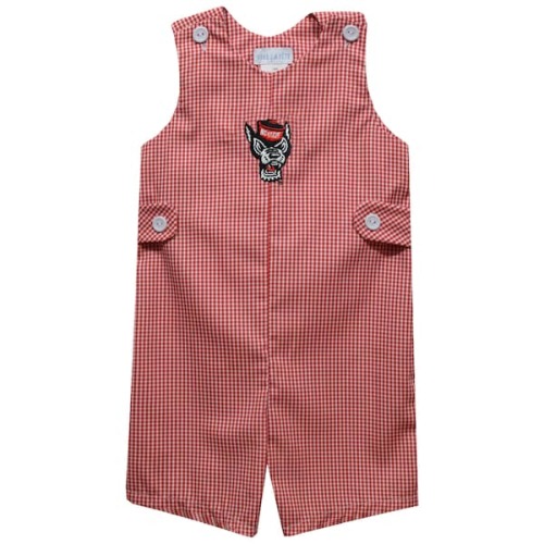 NC State Wolfpack Vive La Fete Toddler Gingham Jon Jon Romper - Red