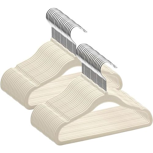 GoodtoU Kids Hangers Velvet 50 Pack -Baby Felt Hangers Non Slip Toddler Hangers Childrens Hangers for Kid Beige