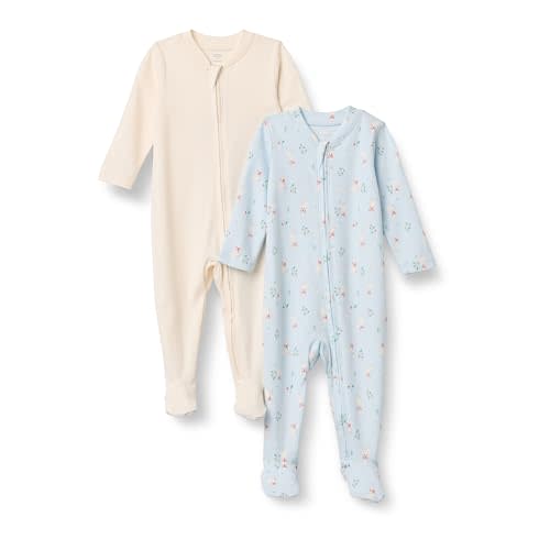Amazon Essentials x Sofia Grainge Unisex Babies' Cotton Footed Sleep and Play Bodysuit, Pack of 2