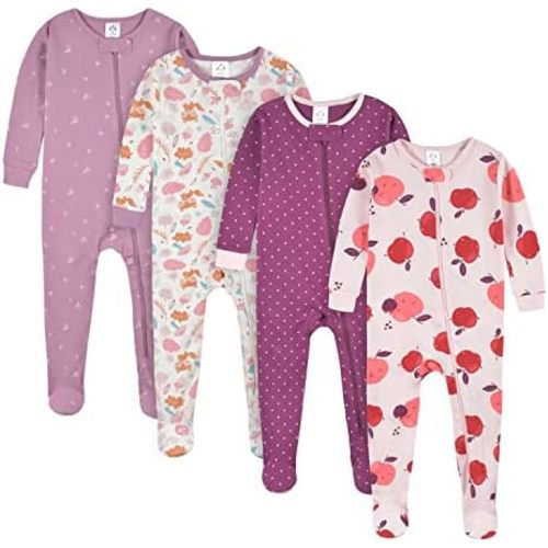 Gerber Baby Girls' 4-Pack Footed Pajamas