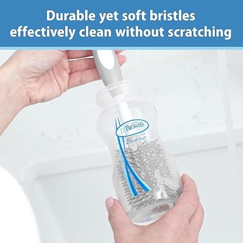 Dr. Brown's Soft Touch No Scratch Baby Bottle Cleaning Brush Nipple Cleaner with Stand and Storage Clip, BPA Free, Blue 1-Pack