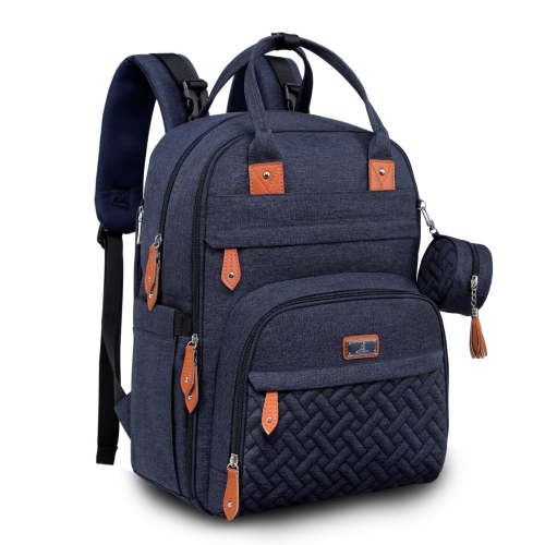 BabbleRoo Diaper Bag Backpack, Waterproof Travel Bag with Changing Pad, Original Baby Bag, Navy Blue