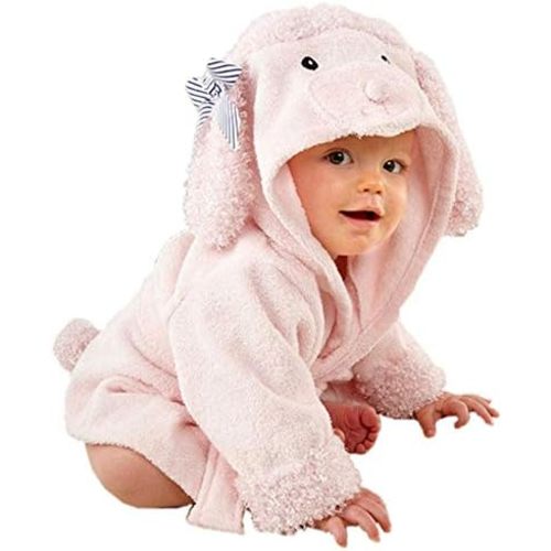 Baby Girl Bathrobes Wash Waddle Pink Dog Hooded Robe Girls Bath Robe Towel Terry Cotton Ultra Absorbent