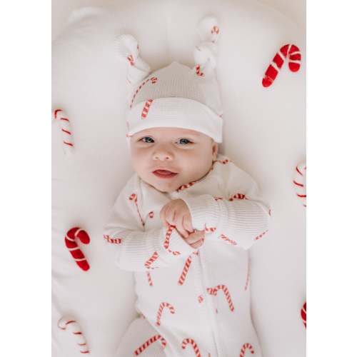 Double Knot Beanie | Classic Candy Cane Waffle