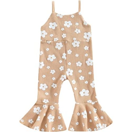 ZAXARRA Toddler Baby Girl Clothes Baby Girl Jumpsuit Romper Baby Overalls Straps Bell-Bottom Pants Baby Fall Summer Outfits
