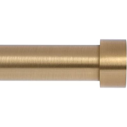 Gold Curtain Rods for Windows 66 to 120 Inch(5.5-10 Feet),1" Diameter Drapery Rods with Modern Style End Cap Finials,Size:36-120 Inch,Warm Gold