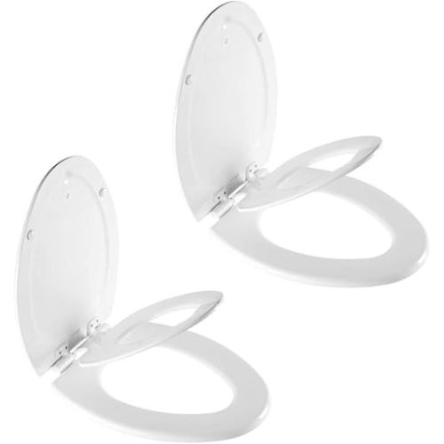 Mayfair NextStep2 Toilet Seat with Toddler Potty Training Seat Built-In, Slow Close, Easy Clean, Magnetic Removable Kids Seat, ELONGATED, White, 2-Pack