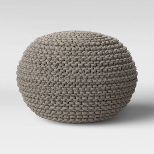 Cloverly Chunky Knit Pouf Cream - Threshold™: Round Cotton Footrest With Polystyrene Beads