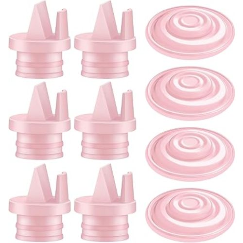 Maymom Pump Parts Incl Duckbill Valve with Pull Tab Silicone Diaphragm Compatible with Spectra S1, S2, Synergy Gold; Not Original Spectra Pump Parts; 10 pc Pink
