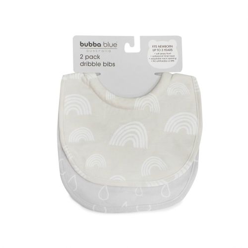 Bubba Blue Dribble Bib 2 Pack Grey & Sand
