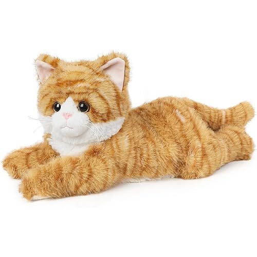Cuckool Orange Tabby Cat Stuffed Animals, Microwavable Stuffed Animals Heating Pad for Cramps, Pain Stress Relief, Heatable Coolable Lavender Scented Plush Toys for Anxiety, Women Kids Bedtime