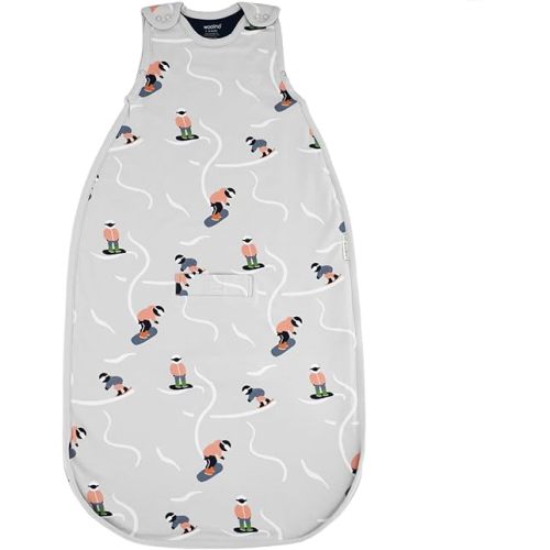 Woolino 4 Season Sleep Sack - Ultimate Merino Wool Sleeping Bag - Two-Way Zipper Adjustable Universal Size Sleep Sack for Baby (2-24 Months) - Snowboarder