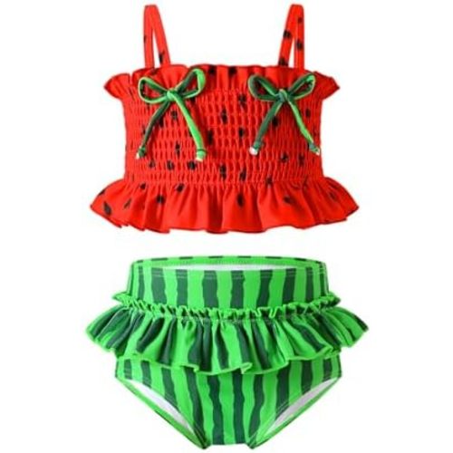 YOUNGER TREE Toddler Swimsuit Girl Two Piece Bikini Set with Lined Bottoms and Adjustable Straps for Baby Bathing Suit