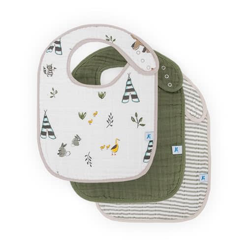Little Unicorn Cotton Muslin Classic Bib 3 Pack – 100% Cotton – Machine Washable - 3 Lightweight, Breathable Layers