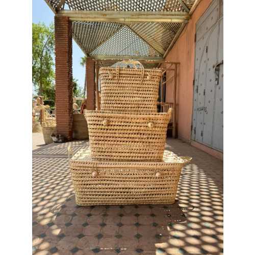 wicker basket with leather closure ,wicker toy box , storage basket , toy trunck