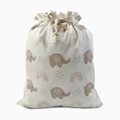 Gather & Knot Fabric Gift Bag - Pink Elephant, L