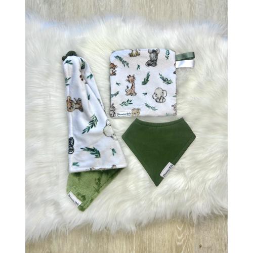 Jungle Safari Animal Binky Blanket and Crinkle Lovey / Sensory Toy